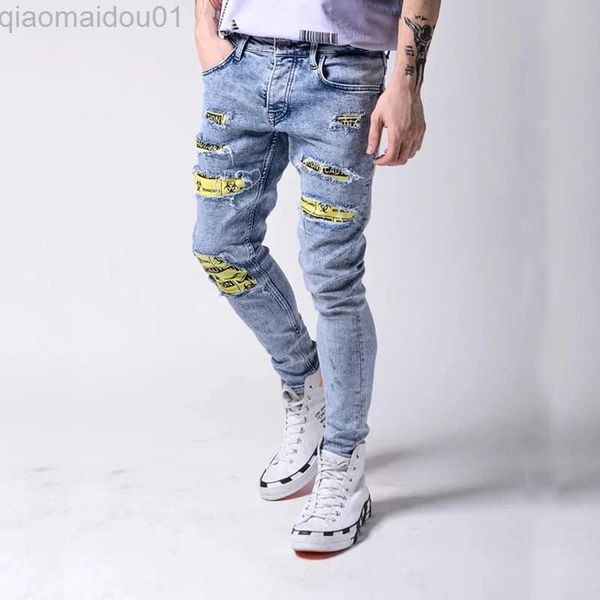 men's jeans printing skinny ripped jeans for men slim stretch fashion streetwear hip hop hole patchwork jeans small feet denim trousers, Blue
men's jeans printing skinny ripped jeans for men slim stretch fashion streetwear hip hop hole patchwork jeans small feet denim trousers, Blue