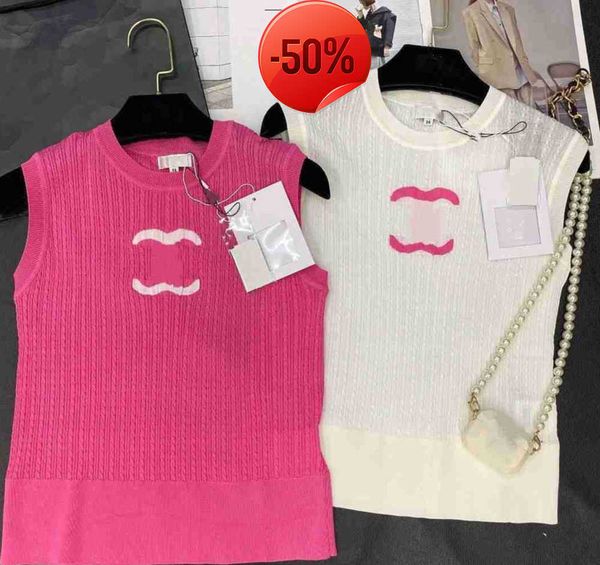 new fashion channel womens knits wear sleeveless designer sport high-end luxury round neck cotton embroidery, White
new fashion channel womens knits wear sleeveless designer sport high-end luxury round neck cotton embroidery, White
