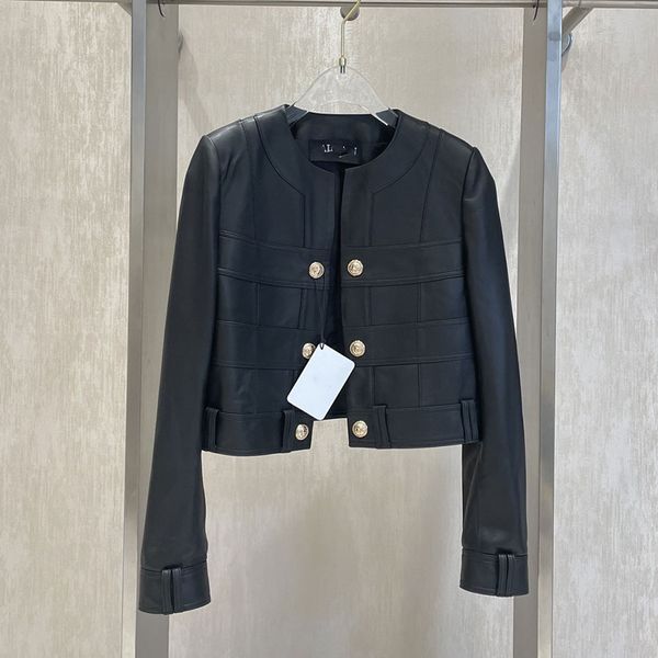designer leather coat women's women designer clothing high end bomb street personalized short black round neck jacket 7, Black;brown
designer leather coat women's women designer clothing high end bomb street personalized short black round neck jacket 7, Black;brown