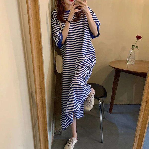 the design can be salty and sweet black white striped dress for women summer fat mm womens clothing large size, Black;gray
the design can be salty and sweet black white striped dress for women summer fat mm womens clothing large size, Black;gray