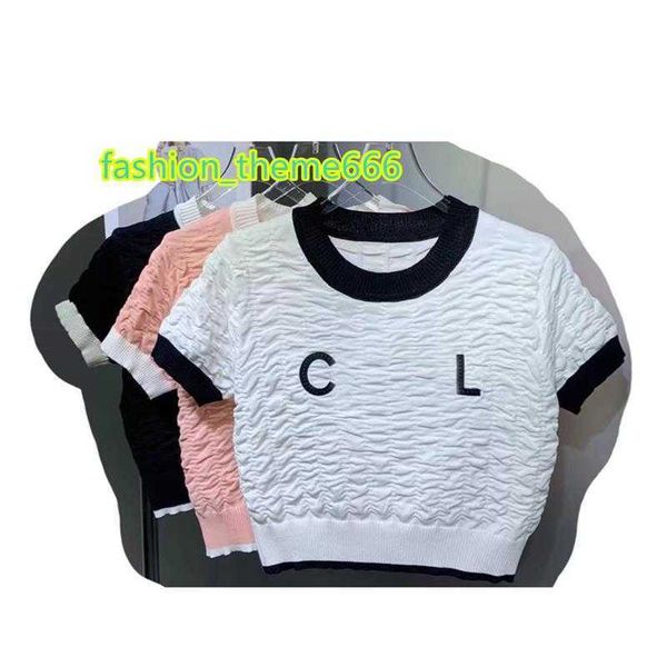 women's t-shirt 2023 spring/summer t-shirt new women's bubble fold small fragrance contrast round neck short sleeve chest letter e, White
women's t-shirt 2023 spring/summer t-shirt new women's bubble fold small fragrance contrast round neck short sleeve chest letter e, White