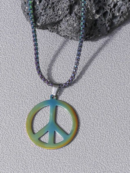men's accessories 1pc fashion stainless steel peace sign pendant necklace for men for daily decoration punk hip pop style, Silver
men's accessories 1pc fashion stainless steel peace sign pendant necklace for men for daily decoration punk hip pop style, Silver