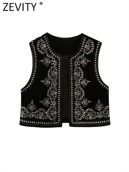 women's jackets zevity women vintage o neck sequins flower embroidery short vest jacket ladies sleeveless casual velvet waistcoat ct30, Black;brown
women's jackets zevity women vintage o neck sequins flower embroidery short vest jacket ladies sleeveless casual velvet waistcoat ct30, Black;brown