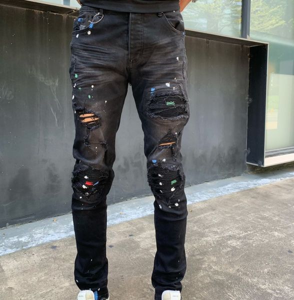 mens jeans hole patch printing distressed jeans motorcycle biker jean rock skinny slim ripped knee zipper denim pants estq, Blue
mens jeans hole patch printing distressed jeans motorcycle biker jean rock skinny slim ripped knee zipper denim pants estq, Blue