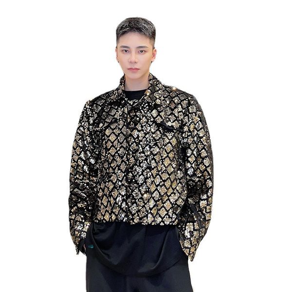 men s jackets embroidery sequins korean streetwear vintage casual coat short jacket party stage trend fashion show clothes 230724, Black;brown
men s jackets embroidery sequins korean streetwear vintage casual coat short jacket party stage trend fashion show clothes 230724, Black;brown