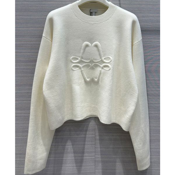 7.24 fashion letter applique crew neck long sleeve wool knited short women's sweaters, White;black
7.24 fashion letter applique crew neck long sleeve wool knited short women's sweaters, White;black