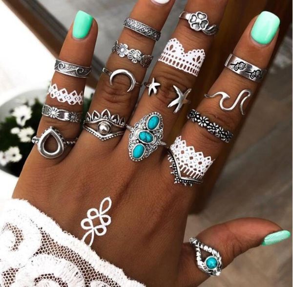 women bohemian flower midi knuckle ring set crystal geometric turquoise starfish wave finger rings vintage jewelry 16pcs set9854914, Silver
women bohemian flower midi knuckle ring set crystal geometric turquoise starfish wave finger rings vintage jewelry 16pcs set9854914, Silver