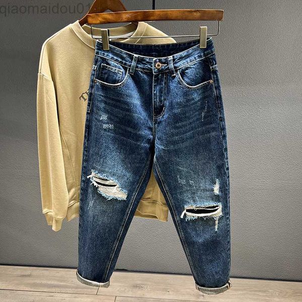 men's jeans 2023 spring new ripped hole men's jeans casual retro baggy fashion burrs distressed tapered denim trousers male street, Blue
men's jeans 2023 spring new ripped hole men's jeans casual retro baggy fashion burrs distressed tapered denim trousers male street, Blue