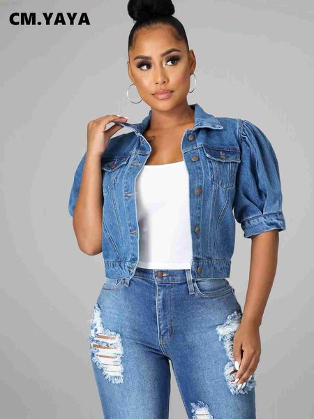 women's jackets cm.yaya fashion women puff half long sleeve button up denim jacket 2023 spring summer streetwear basic denim coat l2307, Black;brown
women's jackets cm.yaya fashion women puff half long sleeve button up denim jacket 2023 spring summer streetwear basic denim coat l2307, Black;brown