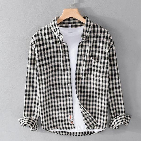 men's casual shirts plaid long sleeve slim fit 100 cotton shirt leisure styles man clothes houndstooth sanding 230724, White;black
men's casual shirts plaid long sleeve slim fit 100 cotton shirt leisure styles man clothes houndstooth sanding 230724, White;black