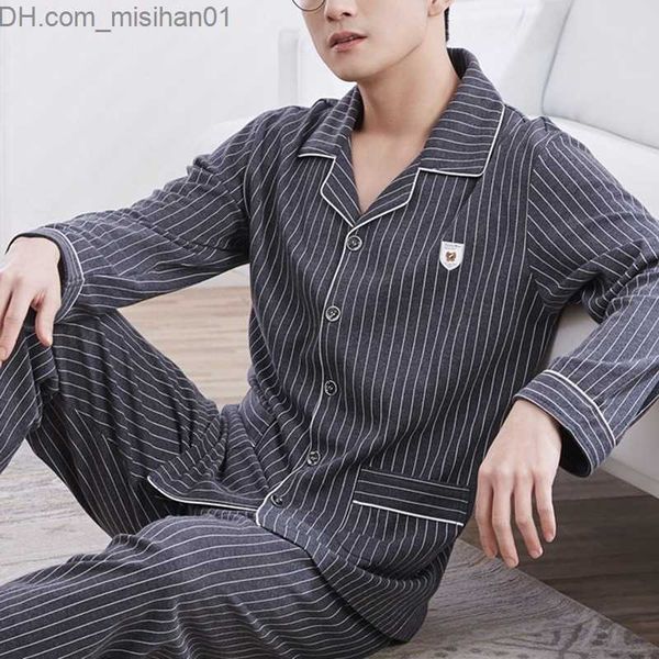 men's sleepwear men's pajama set spring summer men's pajama set simple pajamas long sleeve cotton pajamas z230725, Black;brown
men's sleepwear men's pajama set spring summer men's pajama set simple pajamas long sleeve cotton pajamas z230725, Black;brown