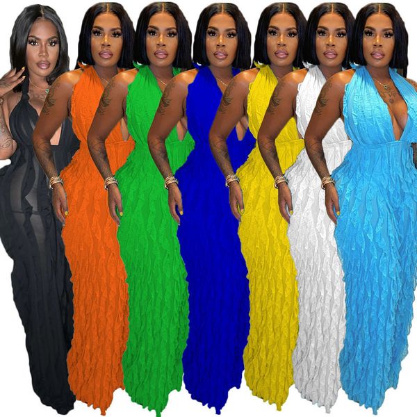 women's jumpsuits rompers wave ruffles halter loose jumpsuits wide leg pants casual beach overall women summer deep vneck sleeveless ba, Black;white
women's jumpsuits rompers wave ruffles halter loose jumpsuits wide leg pants casual beach overall women summer deep vneck sleeveless ba, Black;white