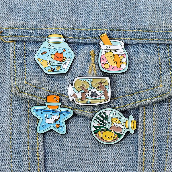 cat's wishing bottle enamel pins custom kitten dream life brooches lapel badges cartoon cute animal gift for kids friends accessory, Blue
cat's wishing bottle enamel pins custom kitten dream life brooches lapel badges cartoon cute animal gift for kids friends accessory, Blue