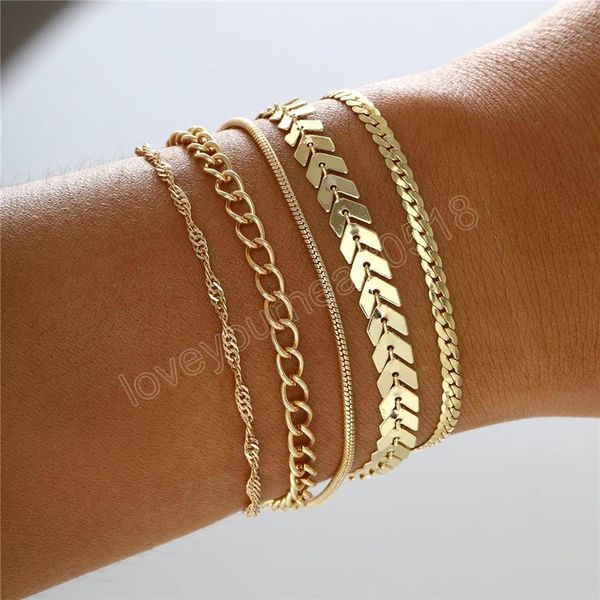 5pcs/set classic link chain bracelets set for women trend gold color cuban chain bracelet trendy men jewelry gifts, Golden;silver
5pcs/set classic link chain bracelets set for women trend gold color cuban chain bracelet trendy men jewelry gifts, Golden;silver