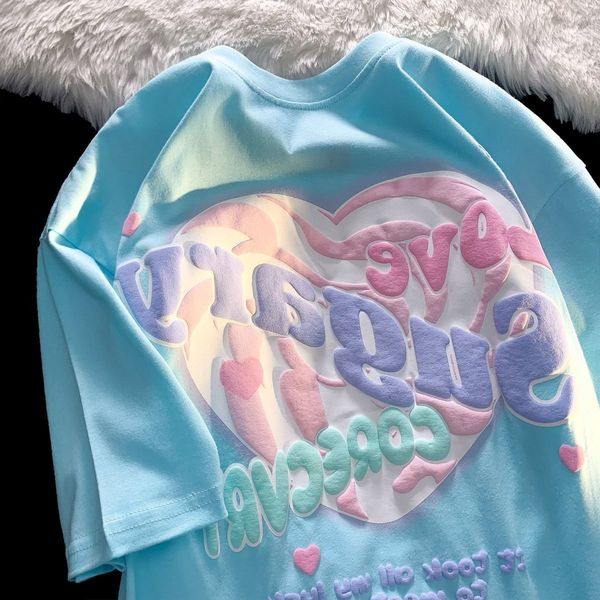 womens tshirt pure cotton white milk blue shortsleeved tshirt women summer loose college wind clothes y2k 230724
womens tshirt pure cotton white milk blue shortsleeved tshirt women summer loose college wind clothes y2k 230724