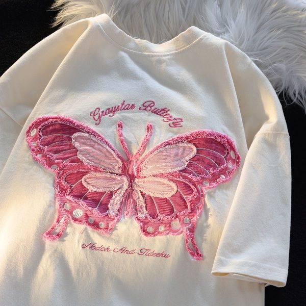 womens tshirt pure cotton milk system butterfly embroidery couples short sleeved tshirt female summer ins versatile college wind on clothes, White
womens tshirt pure cotton milk system butterfly embroidery couples short sleeved tshirt female summer ins versatile college wind on clothes, White