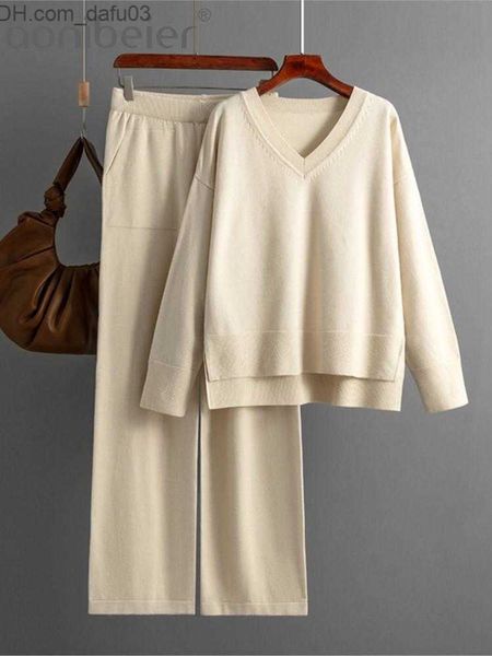women's two piece pants aonibeier 2023 autumn/winter women's sweater set traf v-neck wristband high low loose women's knitted, White
women's two piece pants aonibeier 2023 autumn/winter women's sweater set traf v-neck wristband high low loose women's knitted, White