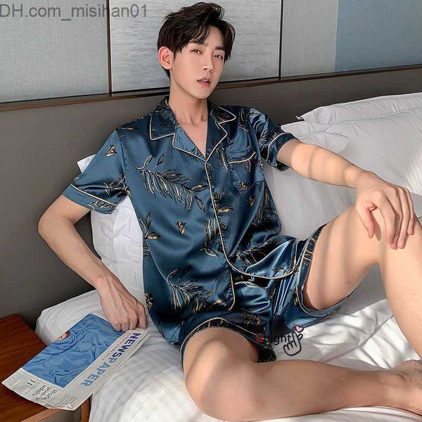 men's sleepwear -5xl men's summer pajamas men's large-sized silk pajamas with shorts satin pajamas printed pajamas z230725, Black;brown
men's sleepwear -5xl men's summer pajamas men's large-sized silk pajamas with shorts satin pajamas printed pajamas z230725, Black;brown