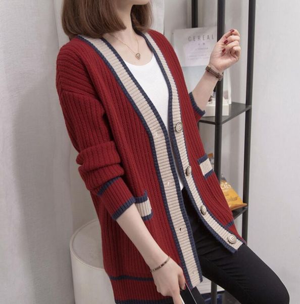 women's sweater 2023 autumn new fashion women's cardigan knitted coat mid length women's sweaters, White;black
women's sweater 2023 autumn new fashion women's cardigan knitted coat mid length women's sweaters, White;black