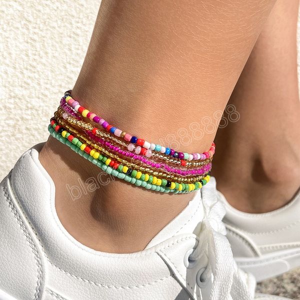 6pcs/set bohemian multicolor beaded chain anklet bracelet set for female elastic ankle bracelet on the leg foot beach jewelry, Red;blue
6pcs/set bohemian multicolor beaded chain anklet bracelet set for female elastic ankle bracelet on the leg foot beach jewelry, Red;blue