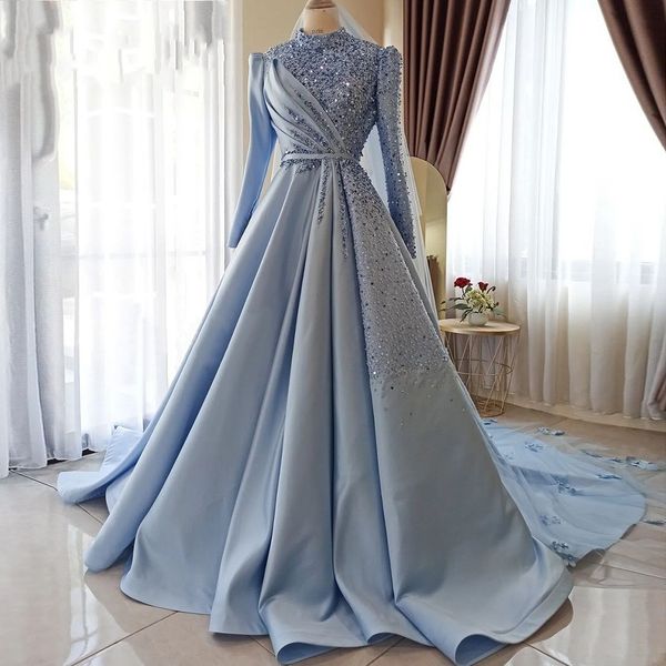 elegant satin muslim prom dress 2023 high neck long sleeves a-line beads sequin evening gowns blue pink women formal dresses robe de soiree, Black
elegant satin muslim prom dress 2023 high neck long sleeves a-line beads sequin evening gowns blue pink women formal dresses robe de soiree, Black