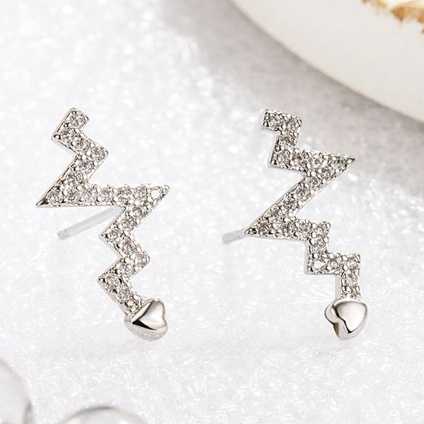 stud earrings s925 sterling ailver electrocardiogram earrings women's light luxury fashion shiny crystal stud simple all-match temperam, Golden;silver
stud earrings s925 sterling ailver electrocardiogram earrings women's light luxury fashion shiny crystal stud simple all-match temperam, Golden;silver