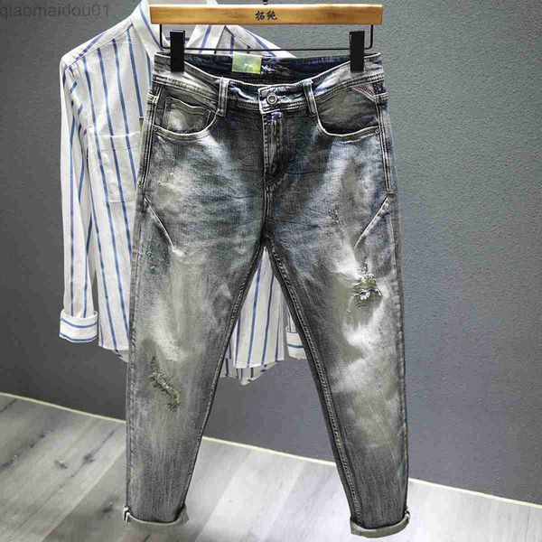 men's jeans designer jeans men vintage wash stretch slim little feet pants trend distressed frayed brand clothing biker jeans denim tro, Blue
men's jeans designer jeans men vintage wash stretch slim little feet pants trend distressed frayed brand clothing biker jeans denim tro, Blue