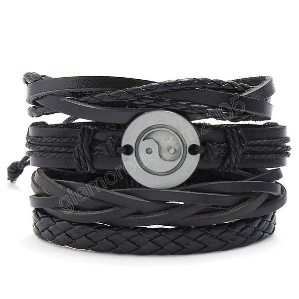 punk vintage couple bracelets black leather braid chain bracelet chinese tai chi alloy woven lover bracelet, Golden;silver
punk vintage couple bracelets black leather braid chain bracelet chinese tai chi alloy woven lover bracelet, Golden;silver