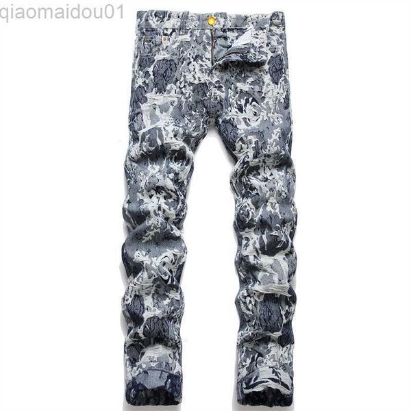men's jeans autumn and winter embroidered leopard print men's jeans high-end italian style soft casual cotton stretch feet stripe, Blue
men's jeans autumn and winter embroidered leopard print men's jeans high-end italian style soft casual cotton stretch feet stripe, Blue