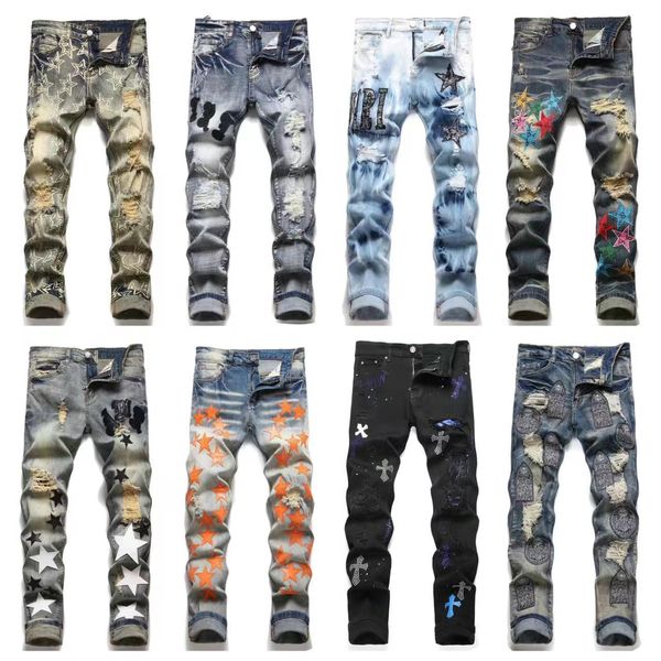 designer amiiris mens mens jeans denim jeans high street purple jeans for mens embroidery pants womens oversize ripped patch hole denim stra, Blue
designer amiiris mens mens jeans denim jeans high street purple jeans for mens embroidery pants womens oversize ripped patch hole denim stra, Blue