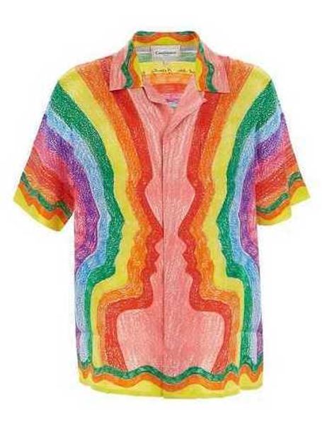 casablanca button up shirt style boutique shirt rainbow loose short sleeve shirts, White;black
casablanca button up shirt style boutique shirt rainbow loose short sleeve shirts, White;black