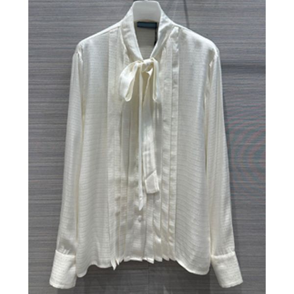 7.24 temperament ribbon bow pleated design letter jacquard women's blouses & shirts, White
7.24 temperament ribbon bow pleated design letter jacquard women's blouses & shirts, White