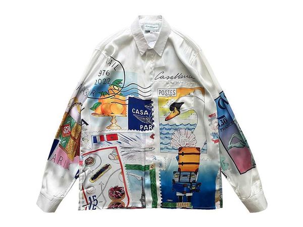 casablanca silk shirt swan graffiti art print men's and women's loose versatile silk long sleeve shirts, White;black
casablanca silk shirt swan graffiti art print men's and women's loose versatile silk long sleeve shirts, White;black