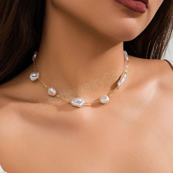 elegant pearl clavicle chain necklace for women trendy bridal simple vintage handmade short choker aesthetic wed jewelry, Golden;silver
elegant pearl clavicle chain necklace for women trendy bridal simple vintage handmade short choker aesthetic wed jewelry, Golden;silver