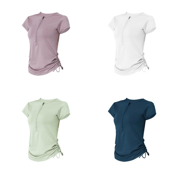 new trend zipper drawstring yoga short sleeved sports t-shirt women's fitness breathable quick drying running yoga suit, White;red
new trend zipper drawstring yoga short sleeved sports t-shirt women's fitness breathable quick drying running yoga suit, White;red