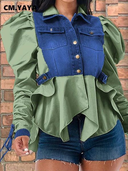 women's jackets cm.yaya vintage women drstring ruched up puff long sleeve single breasted turn-down collar denim shirt blouse coat l230, Black;brown
women's jackets cm.yaya vintage women drstring ruched up puff long sleeve single breasted turn-down collar denim shirt blouse coat l230, Black;brown