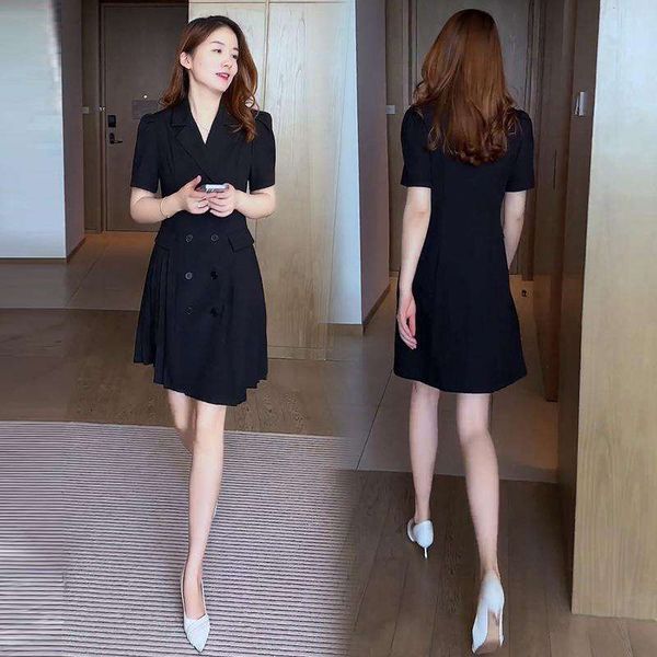 black suit dress for women summer short double breasted french, Black;gray
black suit dress for women summer short double breasted french, Black;gray