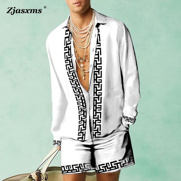 mens tracksuits fashion men lapel cardigan pocket short pant outfit print shirt set summer casual loose long sleeve two piece suit 230724, Gray 
mens tracksuits fashion men lapel cardigan pocket short pant outfit print shirt set summer casual loose long sleeve two piece suit 230724, Gray