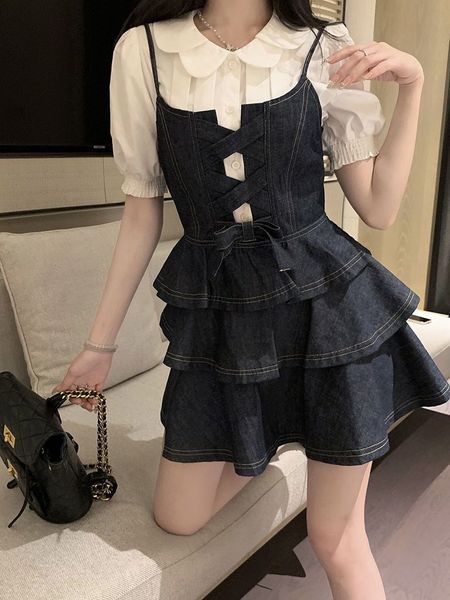 basic casual dresses denim skirt twopiece dress sweet cute polo suspender japan style preppy kawaii midi aline for student 2023 vintage 2307, Black;gray
basic casual dresses denim skirt twopiece dress sweet cute polo suspender japan style preppy kawaii midi aline for student 2023 vintage 2307, Black;gray