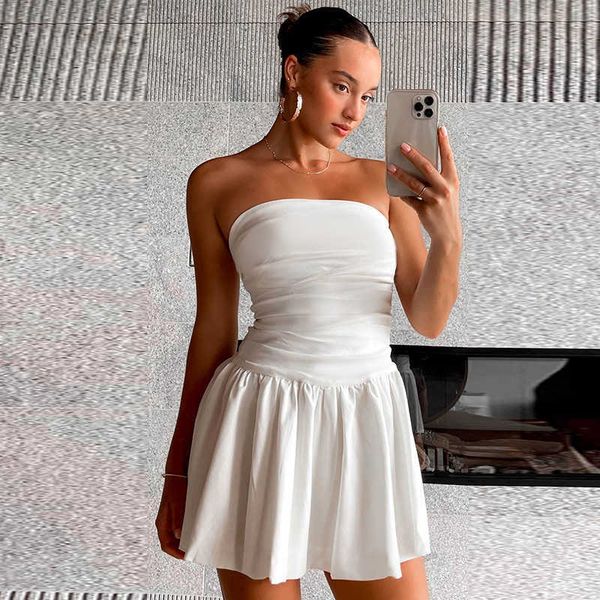 womens simple slim show chest waist bra a-line dress solid color design buttock skirt, Black;gray
womens simple slim show chest waist bra a-line dress solid color design buttock skirt, Black;gray