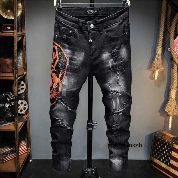 slim pants plein black skulls philipps s men's denim trousers jeans straight european biker hole style for 230227 brand, Blue
slim pants plein black skulls philipps s men's denim trousers jeans straight european biker hole style for 230227 brand, Blue