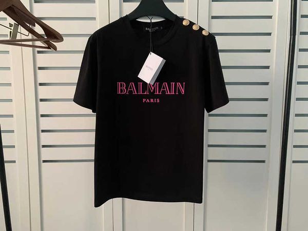 balman women designers t-shirts tee shoulder gold button gilded letter cotton t shirt, White
balman women designers t-shirts tee shoulder gold button gilded letter cotton t shirt, White