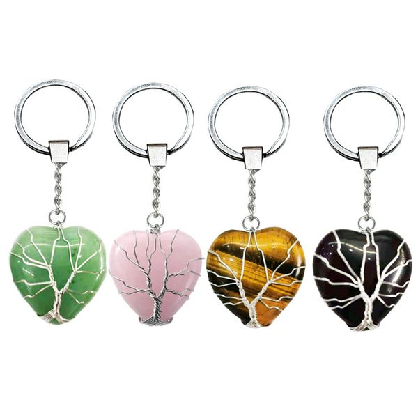 life tree natural crystal stone keychain pendant heart keychains creative friendship gift key chains, Silver
life tree natural crystal stone keychain pendant heart keychains creative friendship gift key chains, Silver