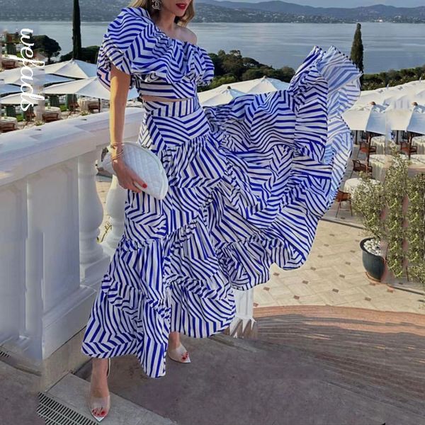 two piece dress wefads women set casual chic short sleeve off shoulder nipped waist striped printed loose skirt sets 230724, White
two piece dress wefads women set casual chic short sleeve off shoulder nipped waist striped printed loose skirt sets 230724, White