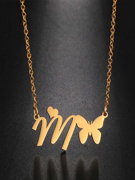 women's accessories butterfly letter charm necklace, Silver
women's accessories butterfly letter charm necklace, Silver