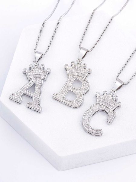 women's accessories 1pc cubic zirconia crown letter charm necklace, Silver
women's accessories 1pc cubic zirconia crown letter charm necklace, Silver