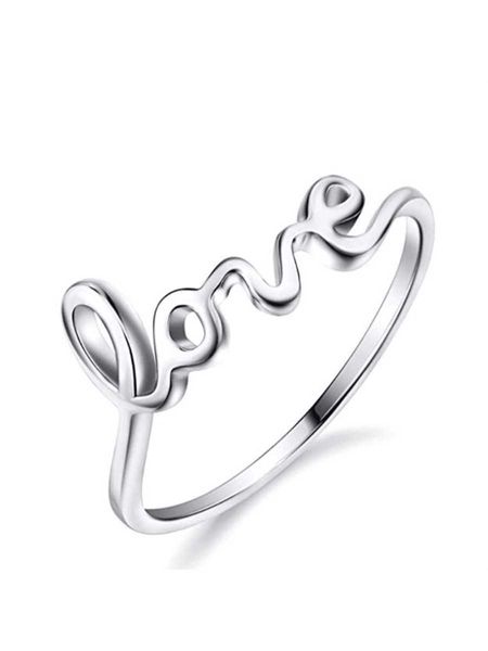 women's accessories letter decor ring, Silver 
women's accessories letter decor ring, Silver