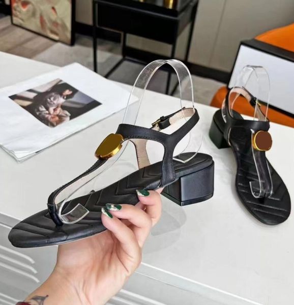 women's leather sandals designer chunky heels sandals metal letter buckle classic sandal luxury brand women's t-shaped sandal fash, Black
women's leather sandals designer chunky heels sandals metal letter buckle classic sandal luxury brand women's t-shaped sandal fash, Black