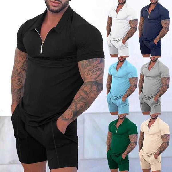 men's tracksuits 2023 men's new casual solid color zip polo short-sleeve and shorts sports suit, Gray
men's tracksuits 2023 men's new casual solid color zip polo short-sleeve and shorts sports suit, Gray