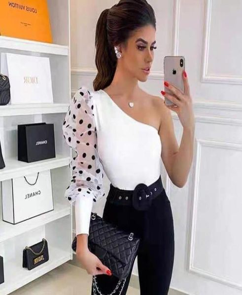 contrasting dobby mesh puff sleeve one shoulder drop side 3637353635212076, White
contrasting dobby mesh puff sleeve one shoulder drop side 3637353635212076, White